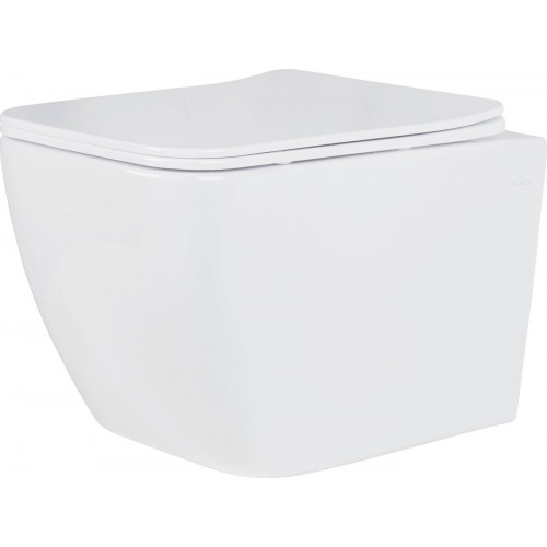 Унитаз подвесной Roxen Сube в комплекте с инсталляцией StounFix Dual Fresh 6 в 1 968065 (кнопка: брашированное золото)