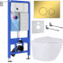 Унитаз подвесной Roxen Antares в комплекте с инсталляцией StounFix Dual Fresh 6 в 1 968010 (кнопка: золото глянцевое )