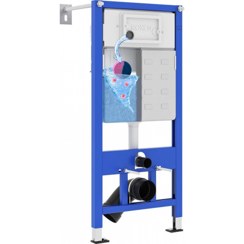 Унитаз подвесной Roxen Antares в комплекте с инсталляцией StounFix Dual Fresh 6 в 1 968010 (кнопка: золото глянцевое )