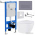 Унитаз подвесной Roxen Antares 530185-02 в комплекте с инсталляцией StounFix Slim 6 в 1 966774 (кнопка: серый гранит)