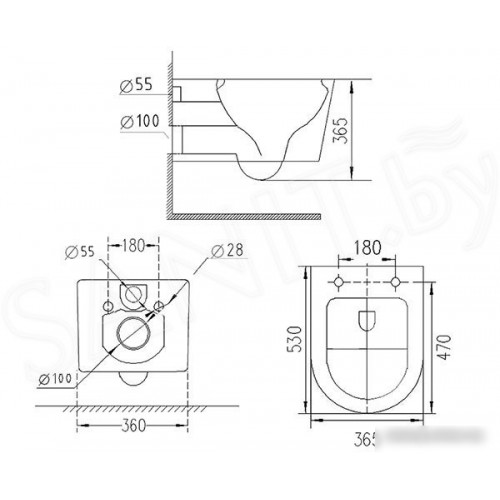 Унитаз подвесной Roxen Vortex в комплекте с инсталляцией StounFix Slim 6 в 1 966620 (кнопка: бежевый)