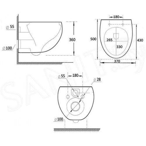 Унитаз подвесной Roxen Egg в комплекте с инсталляцией StounFix Slim 6 в 1 964215 (кнопка: оружейная сталь)