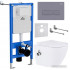 Унитаз подвесной Roxen Antares Bidet в комплекте с инсталляцией StounFix Slim 6 в 1 966821 (кнопка: серый гранит)