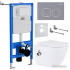 Унитаз подвесной Roxen Antares Bidet в комплекте с инсталляцией StounFix Slim 6 в 1 966430 (кнопка: серый бетон)