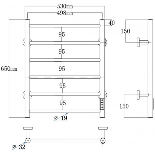 Полотенцесушитель Roxen Caspia BK-109-6T 11070-5365C (хром)