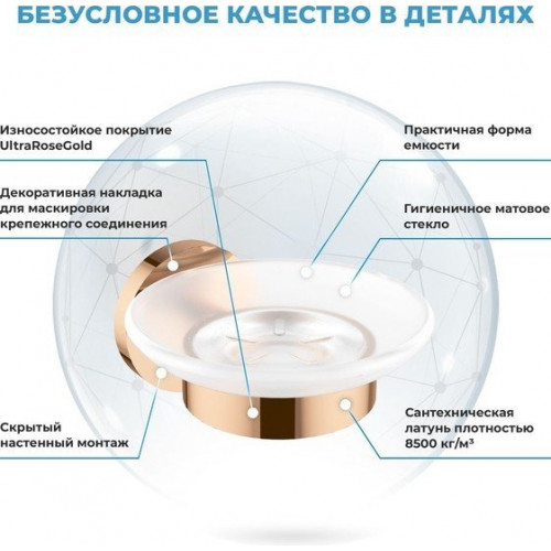 Мыльница Wellsee Finishing Touch 182504000 с держателем (розовое золото)