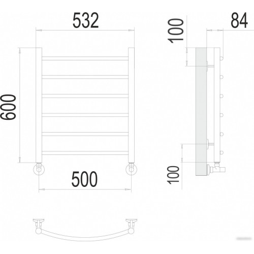 Полотенцесушитель TERMINUS Классик П6 500x600 нп (сатин)