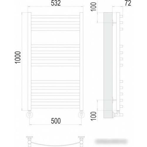 Полотенцесушитель TERMINUS Авиэль П12 500х1000 (нижнее подключение, белый)