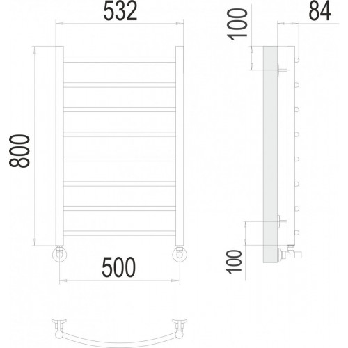 Полотенцесушитель TERMINUS Классик П8 500x800 (RAL 9003 белый)