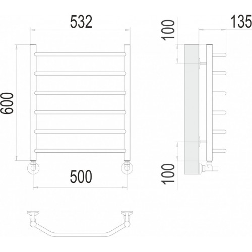 Полотенцесушитель TERMINUS Виктория П6 500x600 (RAL 9003 белый)