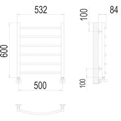 Полотенцесушитель TERMINUS Евромикс П6 500x600 RAL 9005