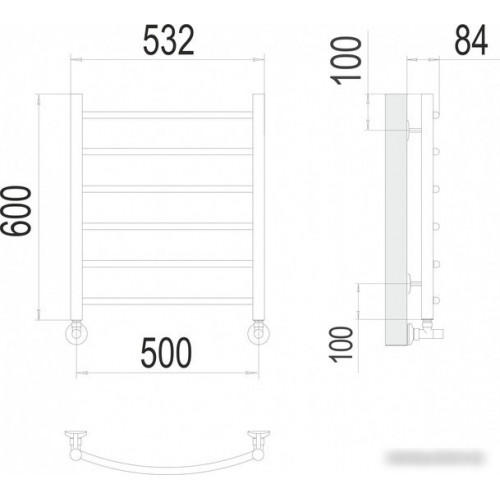 Полотенцесушитель TERMINUS Классик П6 500x600 нп (золото)