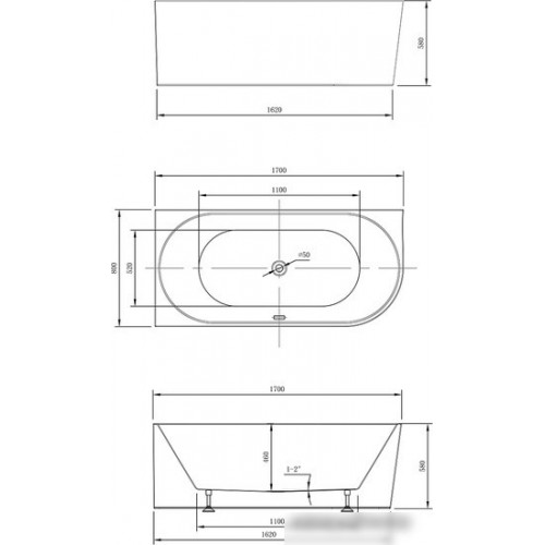 Ванна Vincea VBT-402-1700L 170x80L