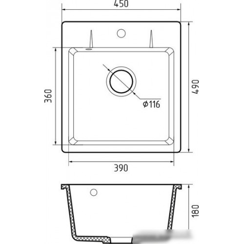 Кухонная мойка GranFest QUARZ GF-UR-245 (черный)