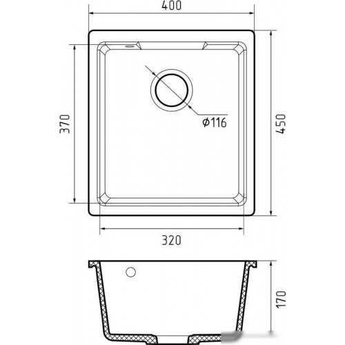 Кухонная мойка GranFest QUARZ GF-UR-4540 (темно-серый)
