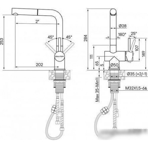 Смеситель Paulmark Dosse Do214418-401 (антрацит)