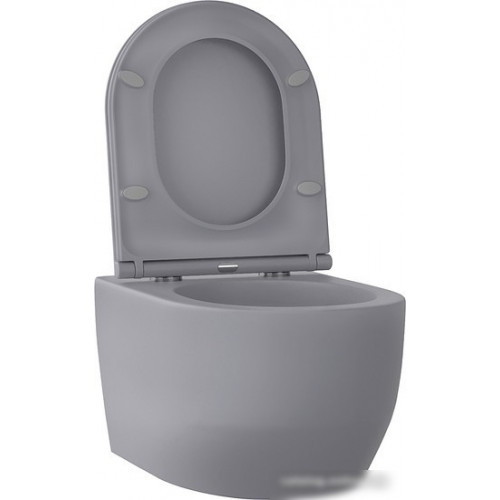 Унитаз подвесной Wellsee Croquis RimFree 182614001 (чаша, пневмокрышка, матовый серый)