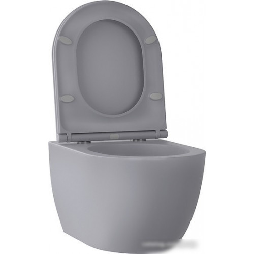 Унитаз подвесной Wellsee Chalice Perfection RimFree 182610001 (чаша, пневмокрышка, матовый серый)