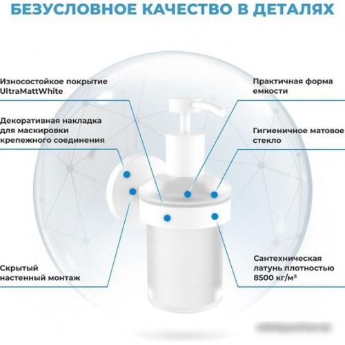 Дозатор для жидкого мыла Wellsee Finishing Touch 182515000 с держателем (матовый белый)