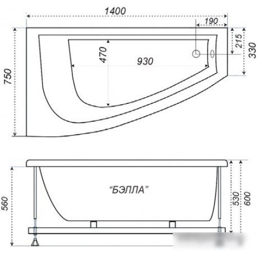 Ванна Triton Бэлла 140x76 (левая)
