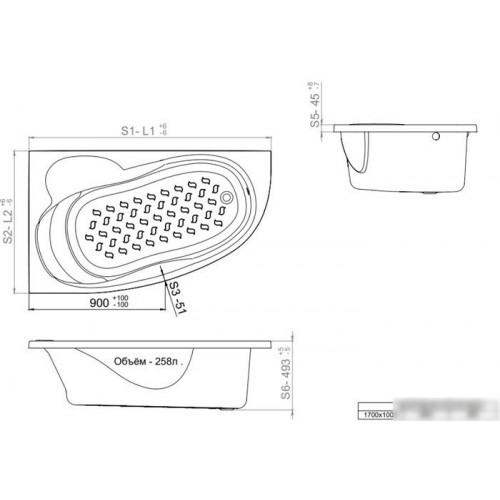 Ванна Triton Кайли гидромассажная 150x100R Базовая