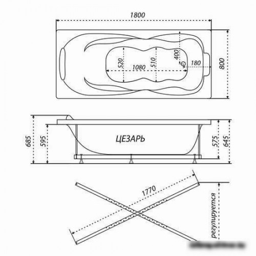 Ванна Triton Цезарь гидромассажная 180x80 Стандарт