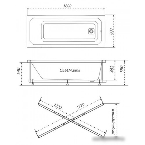 Ванна Triton Прага гидромассажная 180x80 Базовая