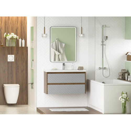 Brevita Тумба под умывальник Chester 90 CHE-09090-49502Я (серый/темное дерево)