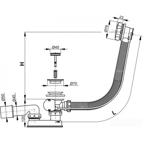 Сифон Alcaplast A55K-100