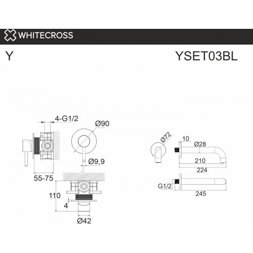 Смеситель Whitecross Y YSET03GLB (брашированное золото)