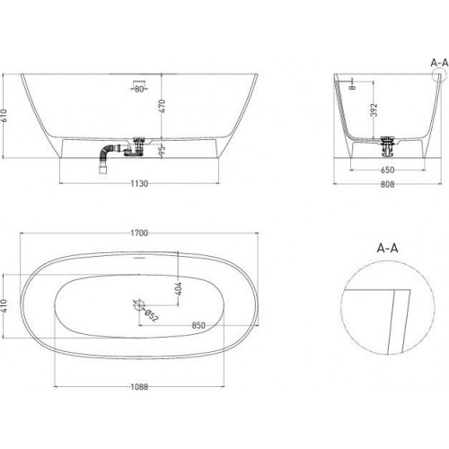 Ванна LoveForm LOFO 170x80 Solid Surface (белый матовый)