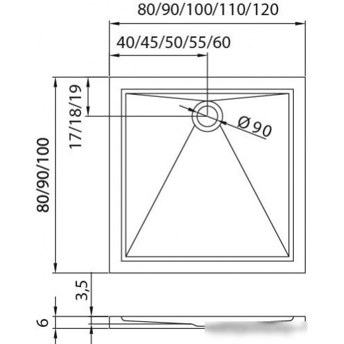 Душевой поддон NEW TRENDY Cantare 100x80 B-0140