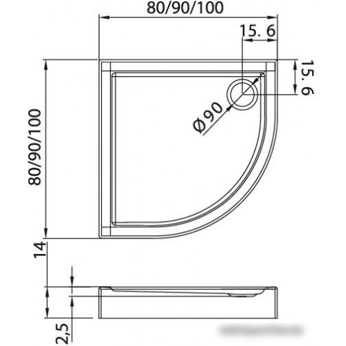 Душевой поддон NEW TRENDY Columbus 100x100 B-0253