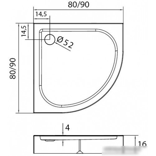 Душевой поддон NEW TRENDY Domio 80x80 B-0349