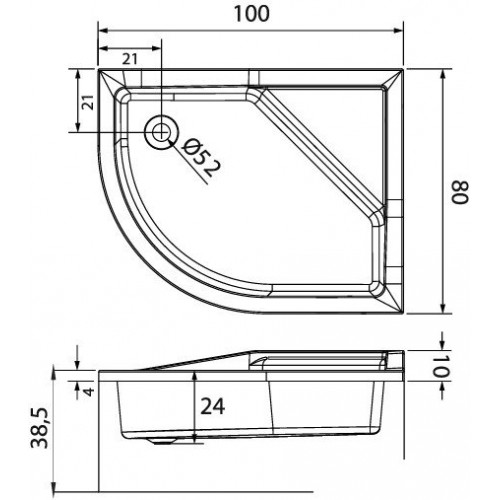 Душевой поддон NEW TRENDY Maxima 100x80 B-0367/L