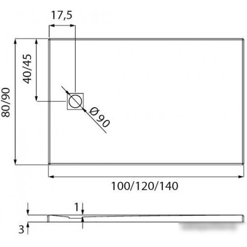 Душевой поддон NEW TRENDY Mori 120x90 B-0406