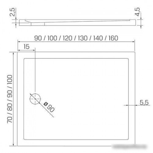 Душевой поддон NEW TRENDY New Cantare 100x80x4.5 B-0424