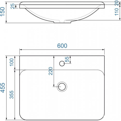 Умывальник Madera Solo 60x46