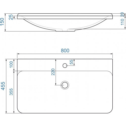 Умывальник Madera Solo 80x46