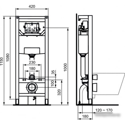 Инсталляция для унитаза Ideal Standard Prosys 120M Freestanding Frame R015467