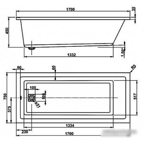 Ванна VagnerPlast Cavallo 170x75 (с каркасом и 2 экранами)