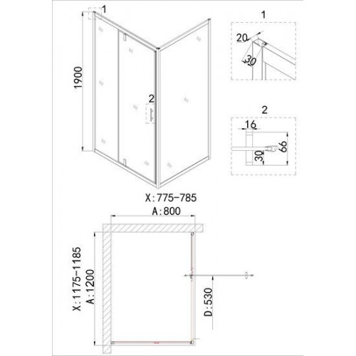 Душевая стенка Niagara NG-A80G 80x190