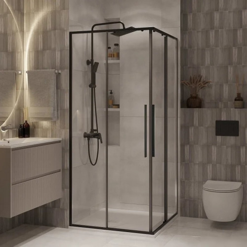 Душевой уголок Niagara NG-6824-34BLACK 100x100x195 (черный матовый/прозрачное стекло)