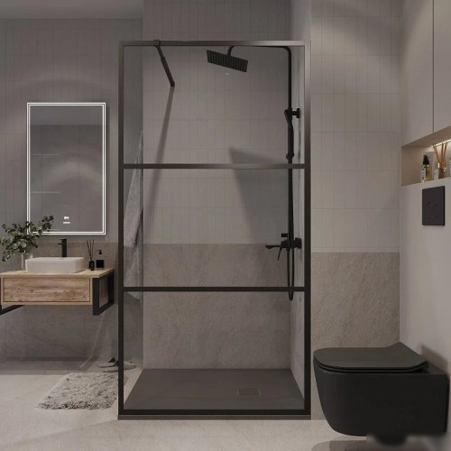 Душевая стенка Niagara NG-688-10BLACK 100x195 (черный матовый/прозрачное стекло)