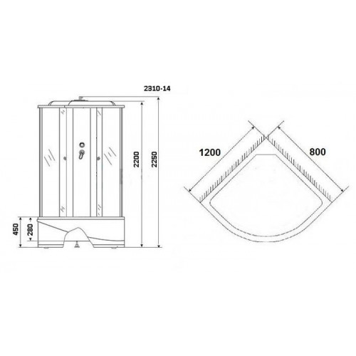 Душевая кабина Niagara NG-2310-14L 120x80x215 (матовое стекло, левая)