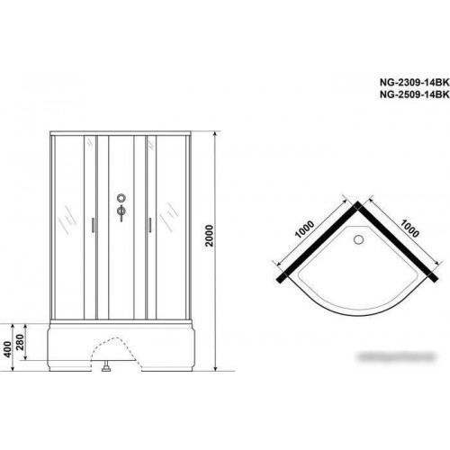 Душевая кабина Niagara NG-2509-14BK 100x100x200