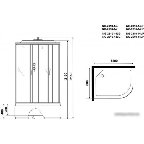 Душевая кабина Niagara NG-2510-14LF 120x80x215